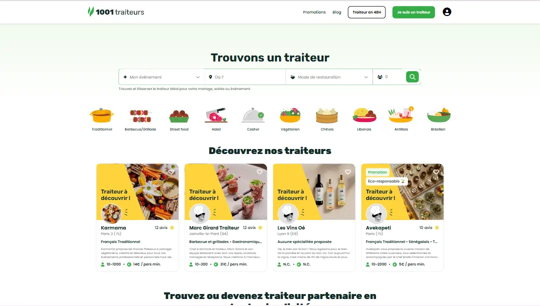 Optimisation SEO 1001Salles Traiteurs